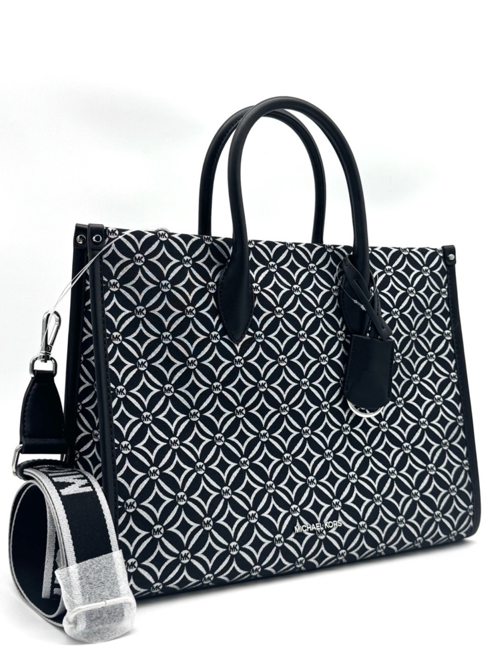 Michael Kors Medium Mirella Tote Bag Black/Silver